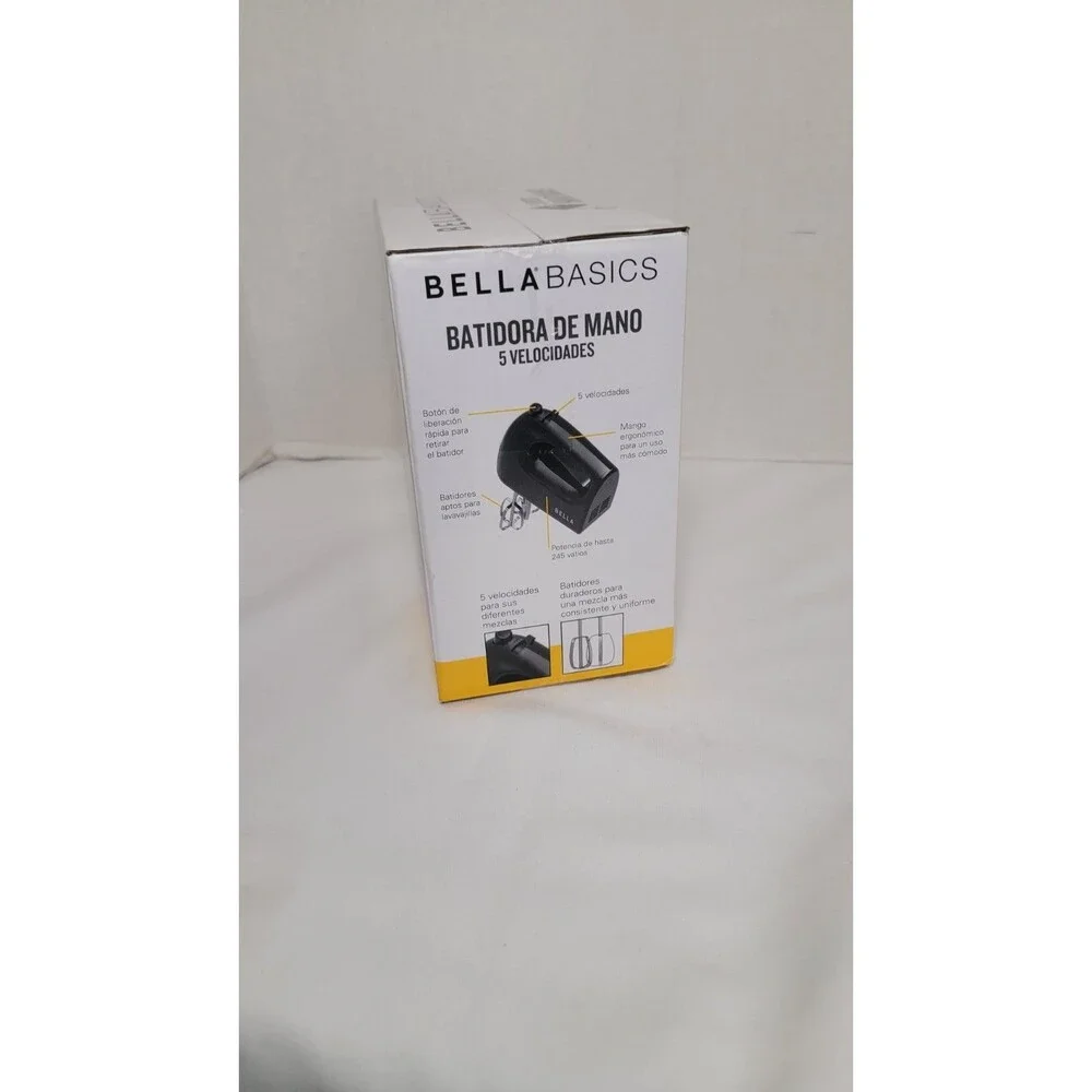 Bella Basics 5-Speed Hand Mixer Black Compact Electric Kitchen Mixer New In Box